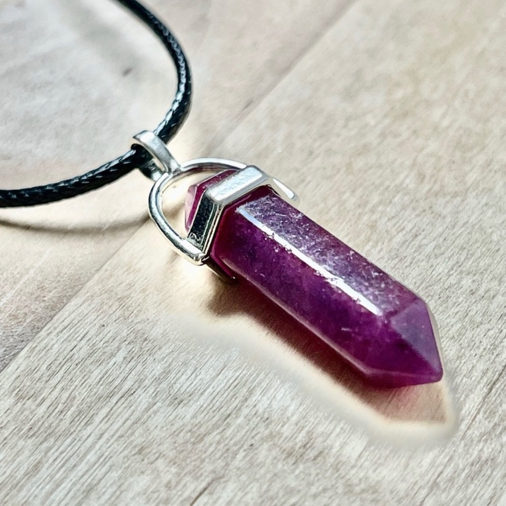 Crystal Gemstone Necklace Pendant Bullet Head Energy Meditation.